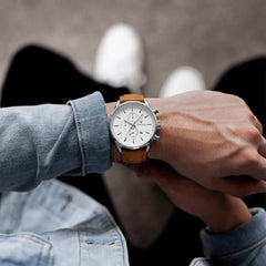 The Chrono S2 - Silver/Tan fine designer jewelry for men and women