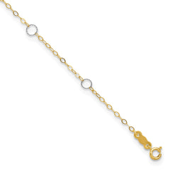 14k Real Solid Two-Tone Gold With Circle Charms 9" to 10" Adjustable Anklet fine designer jewelry for men and women