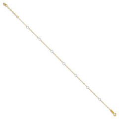 14k Real Solid Two-Tone Gold With Circle Charms 9" to 10" Adjustable Anklet fine designer jewelry for men and women