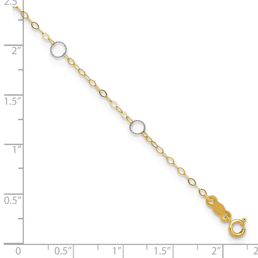 14k Real Solid Two-Tone Gold With Circle Charms 9" to 10" Adjustable Anklet fine designer jewelry for men and women