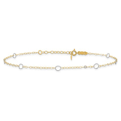 14k Real Solid Two-Tone Gold With Circle Charms 9" to 10" Adjustable Anklet fine designer jewelry for men and women