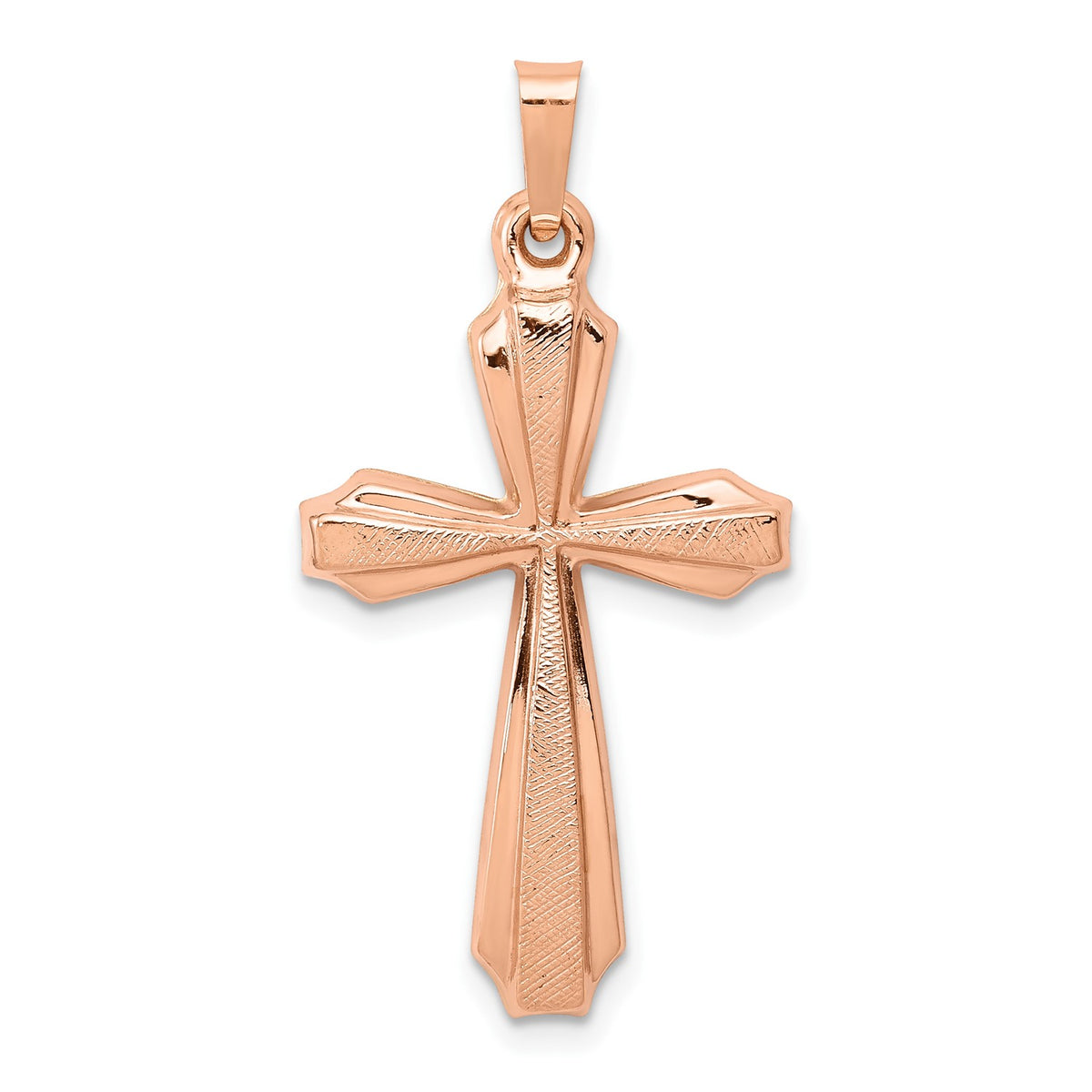 14K Real Rose Gold Gold Textured And Polished Jesus Cross Pendant, 34x17mm fine designer jewelry for men and women