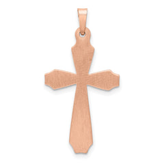 14K Real Rose Gold Gold Textured And Polished Jesus Cross Pendant, 34x17mm fine designer jewelry for men and women