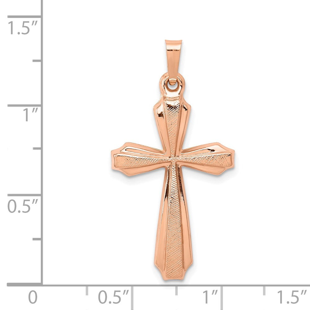 14K Real Rose Gold Gold Textured And Polished Jesus Cross Pendant, 34x17mm fine designer jewelry for men and women