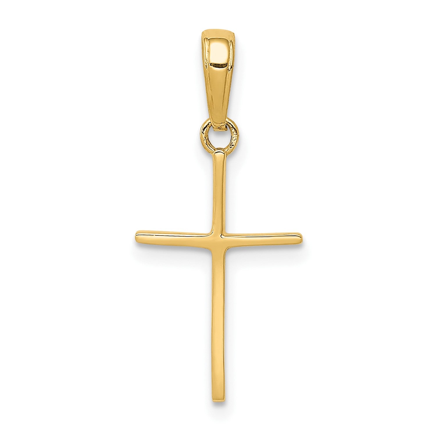 14k Yellow Solid Gold High Polished Cross Unisex Pendant, 24x11mm fine designer jewelry for men and women