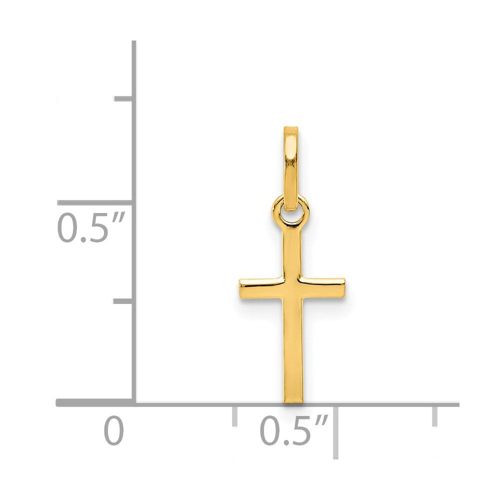 14k Real Yellow Solid Gold Small Cross Charm Pendant, 12x8mm fine designer jewelry for men and women