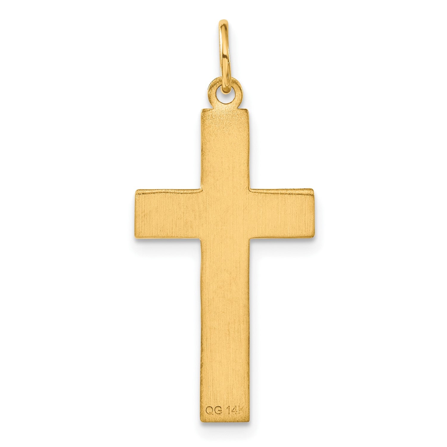 14k Real Solid Yellow Gold Diamond-cut Cross Charm Pendant, 33x15mm fine designer jewelry for men and women