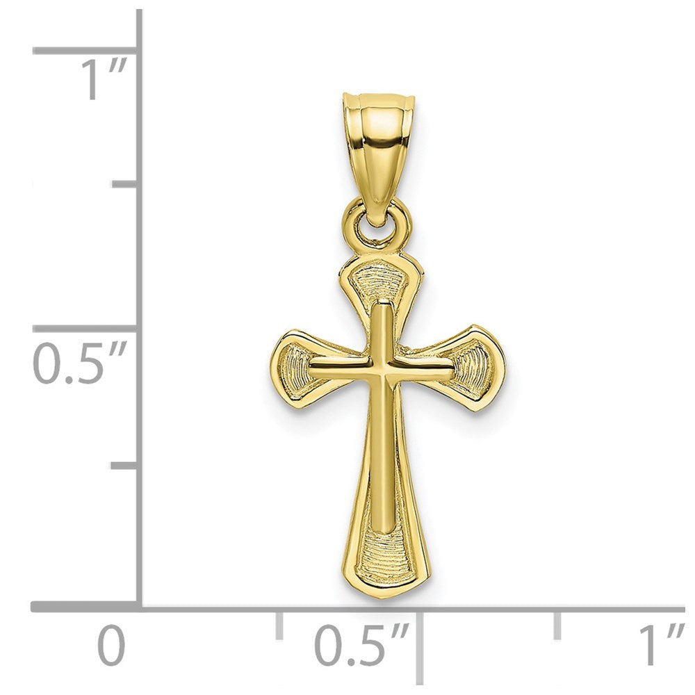 10k Real Yellow Solid Gold Solid Textured Cross Charm Pendant, 20x11mm fine designer jewelry for men and women