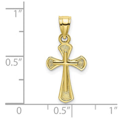 10k Real Yellow Solid Gold Solid Textured Cross Charm Pendant, 20x11mm fine designer jewelry for men and women