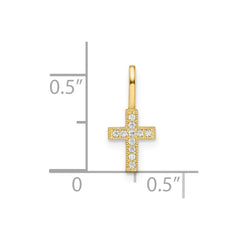 14k Yellow Real Gold CZ Stone Cross Pendant, 8x6mm fine designer jewelry for men and women