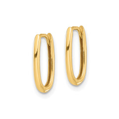 14k Real Yellow Gold High Polished Oval Hinged Hoop Earrings, 13mm fine designer jewelry for men and women