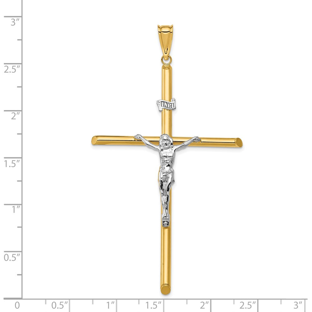 14k Two-Tone Gold High Polished Jesus Crucifix Pendant, 76x42mm fine designer jewelry for men and women