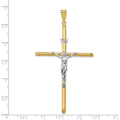 14k Two-Tone Gold High Polished Jesus Crucifix Pendant, 76x42mm fine designer jewelry for men and women