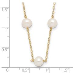 14K Yellow Gold Fresh Water Cultured 6mm Pearl 12-station Necklace, 16" fine designer jewelry for men and women