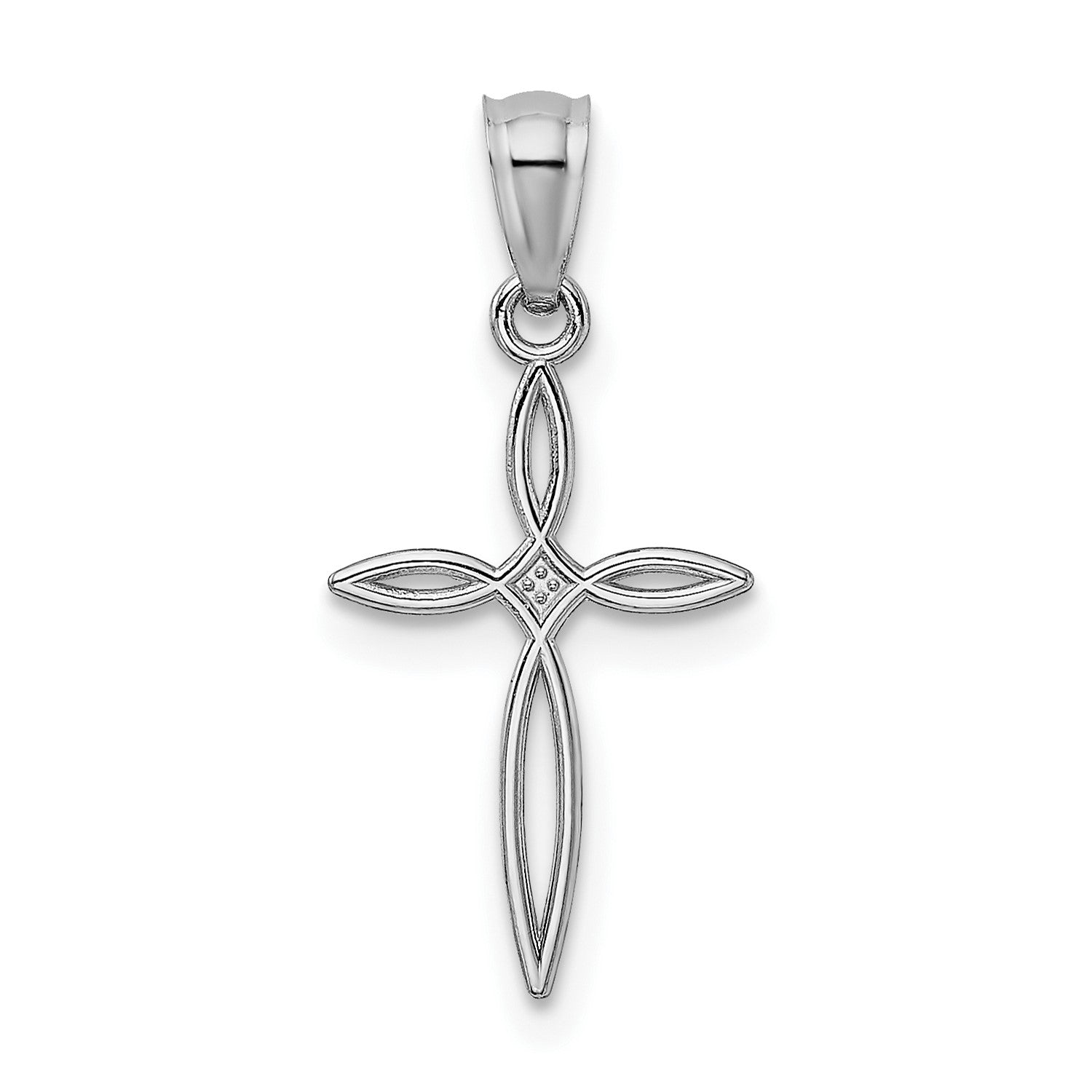 14k Real Solid White Gold Passion Cross Charm Pendant, 24x12mm fine designer jewelry for men and women