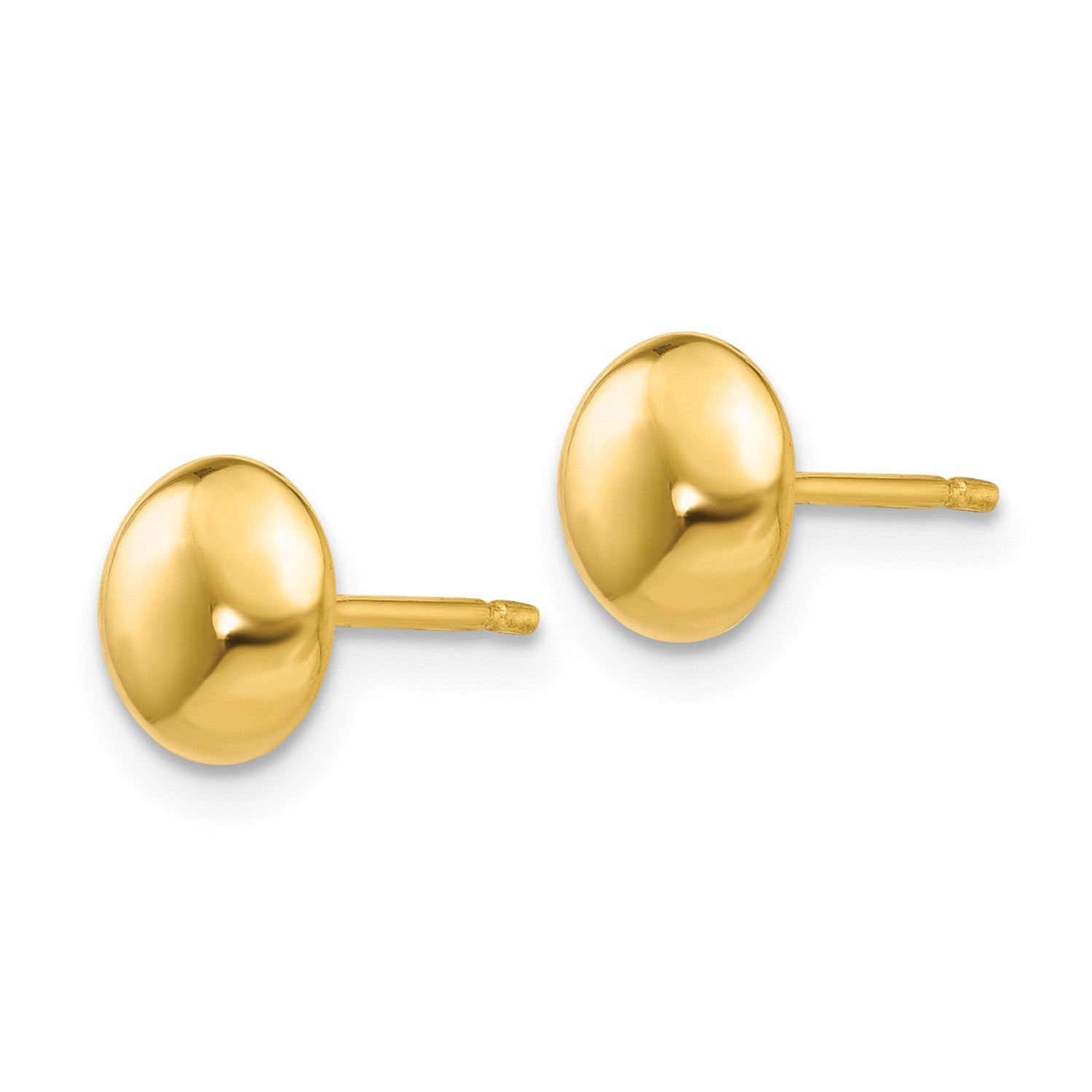 14k Real Yellow Gold High Polished Half Ball Post Stud Earrings, 7mm Diameter fine designer jewelry for men and women