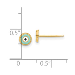 14K Yellow Gold Evil Eye Enamel Post Stud Earrings, 5mm fine designer jewelry for men and women