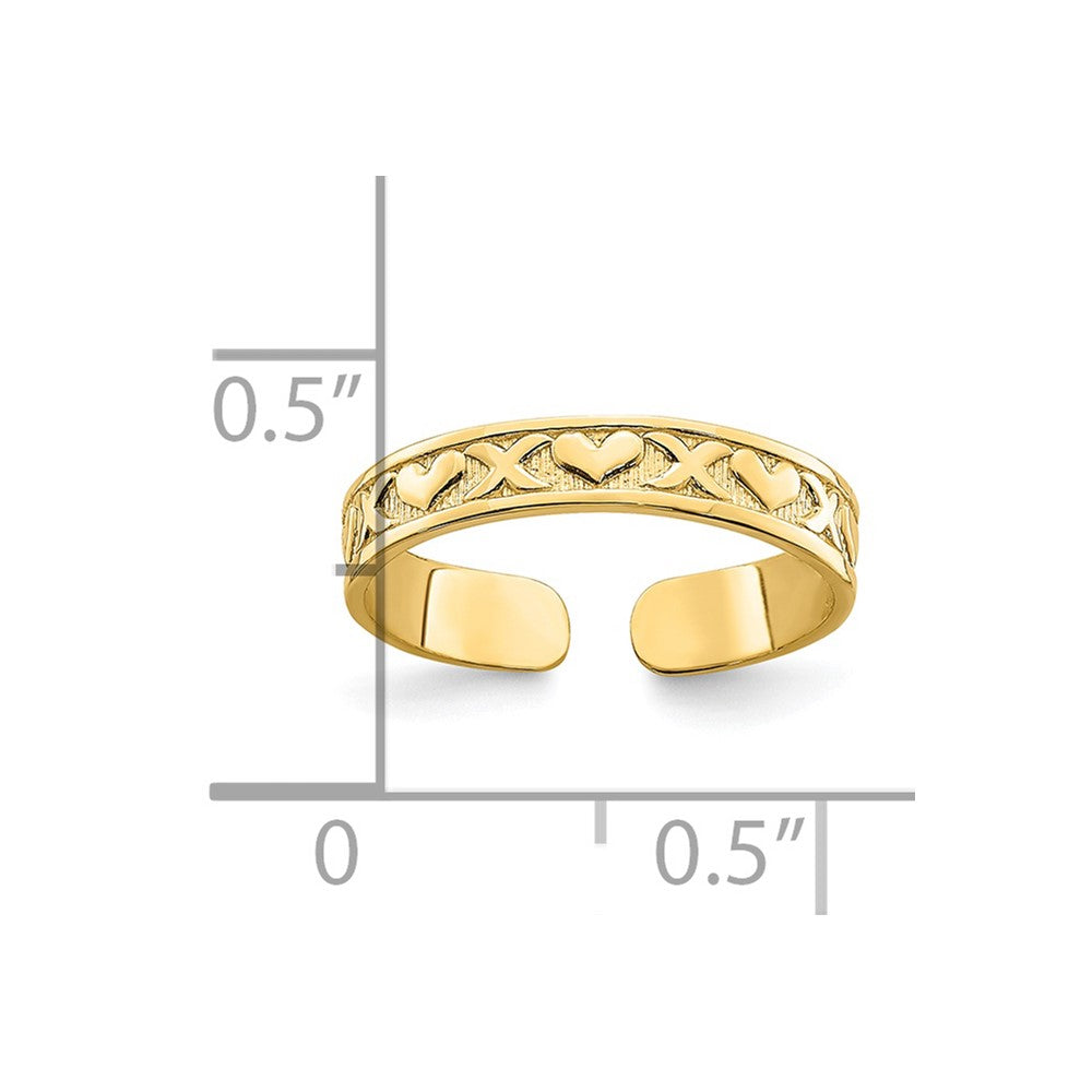 14k Real Yellow Solid Gold Hug and Hearts Adjustable Toe Summer Ring fine designer jewelry for men and women