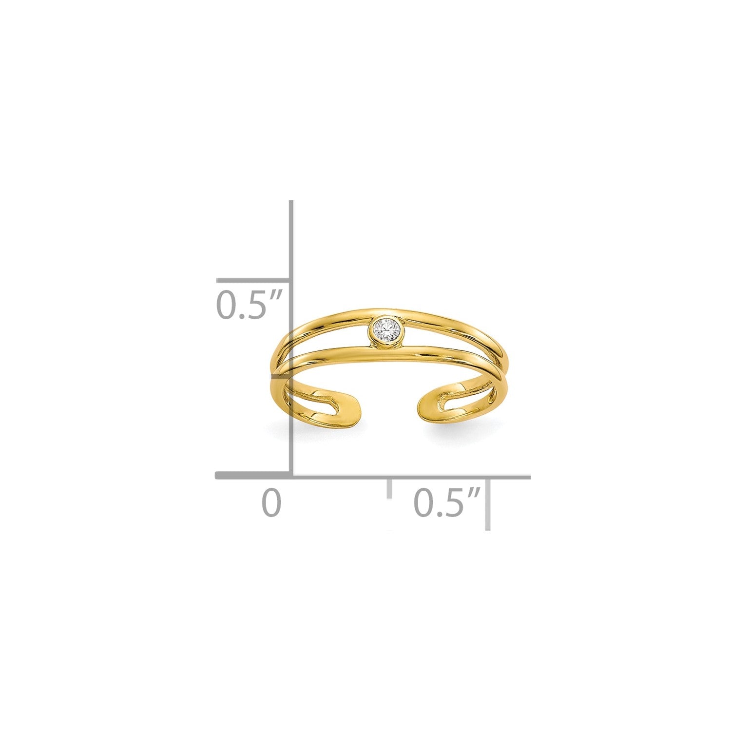 10k Real Yellow Gold CZ Stone Summer Toe Ring fine designer jewelry for men and women