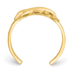 14K Real Solid Yellow Gold Dolphin Toe Ring for Summer fine designer jewelry for men and women