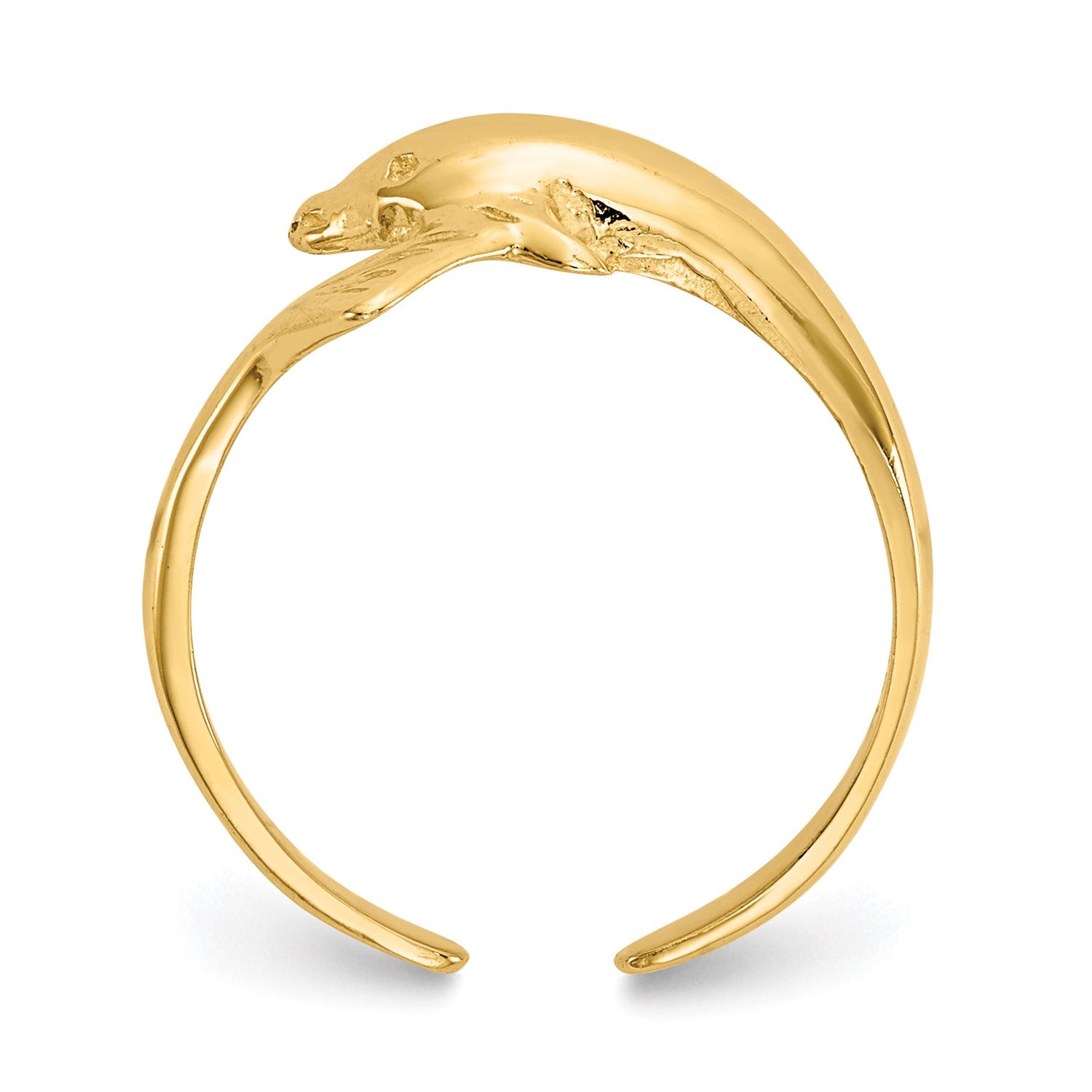 10k Real Yellow Gold High Polished Dolphin Toe Adjustable Ring fine designer jewelry for men and women