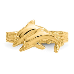 14K Real Solid Yellow Gold Dolphin Toe Ring for Summer fine designer jewelry for men and women