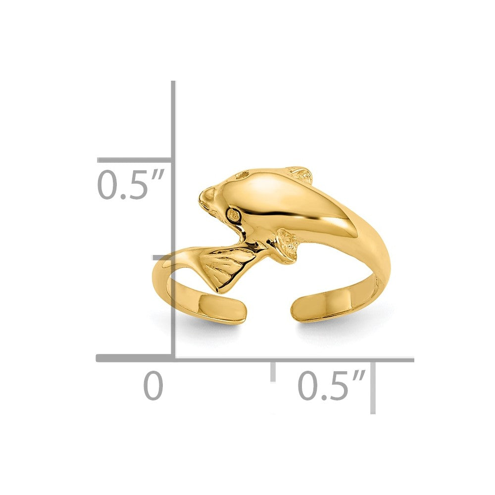 10k Real Yellow Gold High Polished Dolphin Toe Adjustable Ring fine designer jewelry for men and women