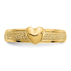 14K Real Solid Yellow Gold Hammered Heart Toe Ring for Summer fine designer jewelry for men and women