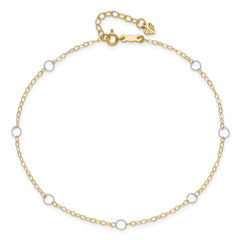 14k Real Solid Two-Tone Gold With Circle Charms 9" to 10" Adjustable Anklet fine designer jewelry for men and women