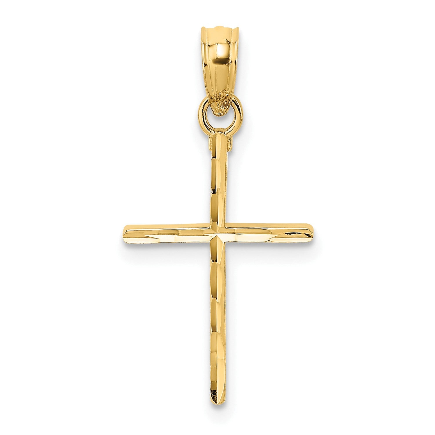 14K Real Yellow Gold Polished Cross Charm Pendant fine designer jewelry for men and women