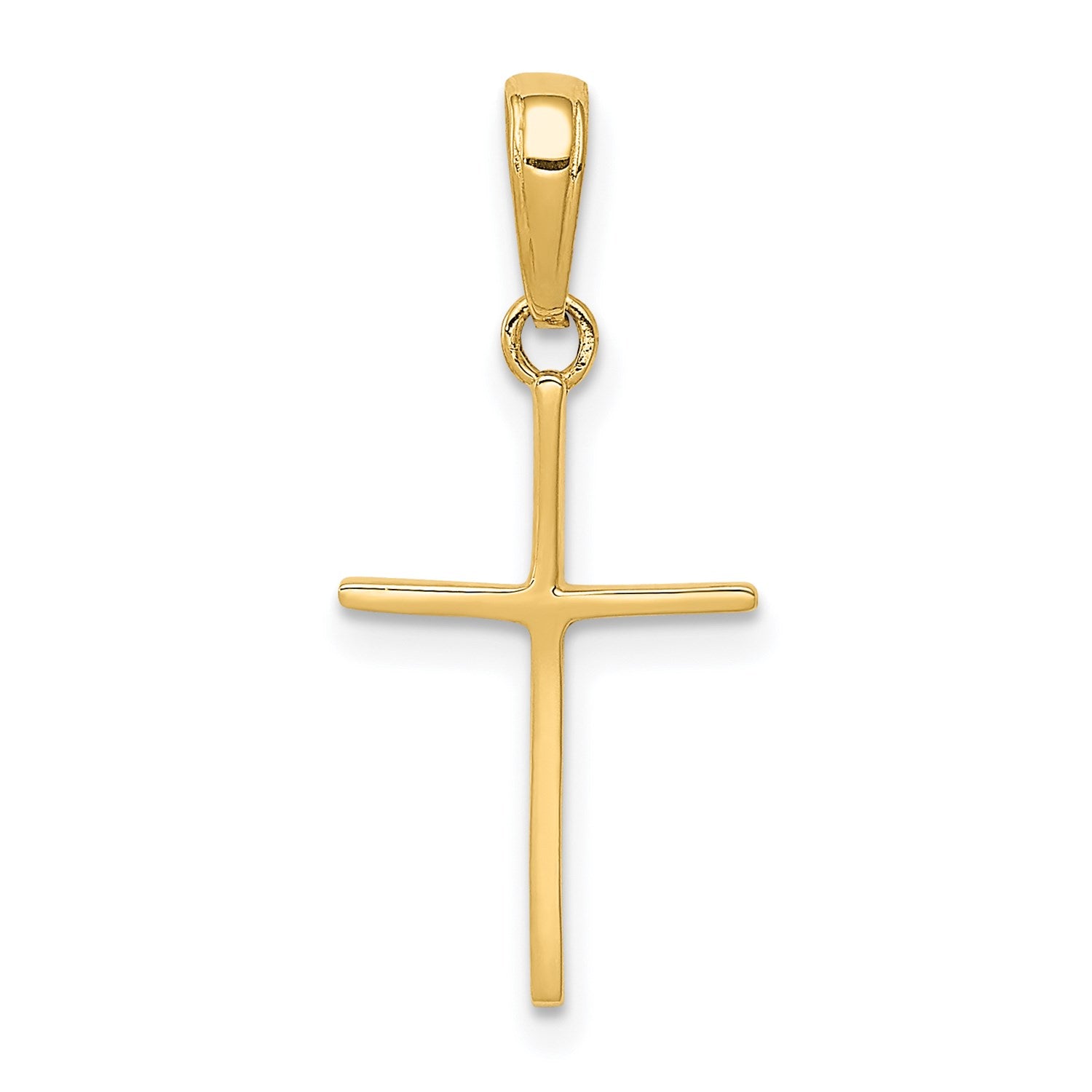 14k Yellow Solid Gold High Polished Cross Unisex Pendant, 24x11mm fine designer jewelry for men and women