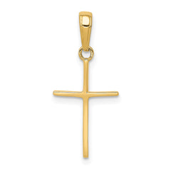 14k Yellow Solid Gold High Polished Cross Unisex Pendant, 24x11mm fine designer jewelry for men and women