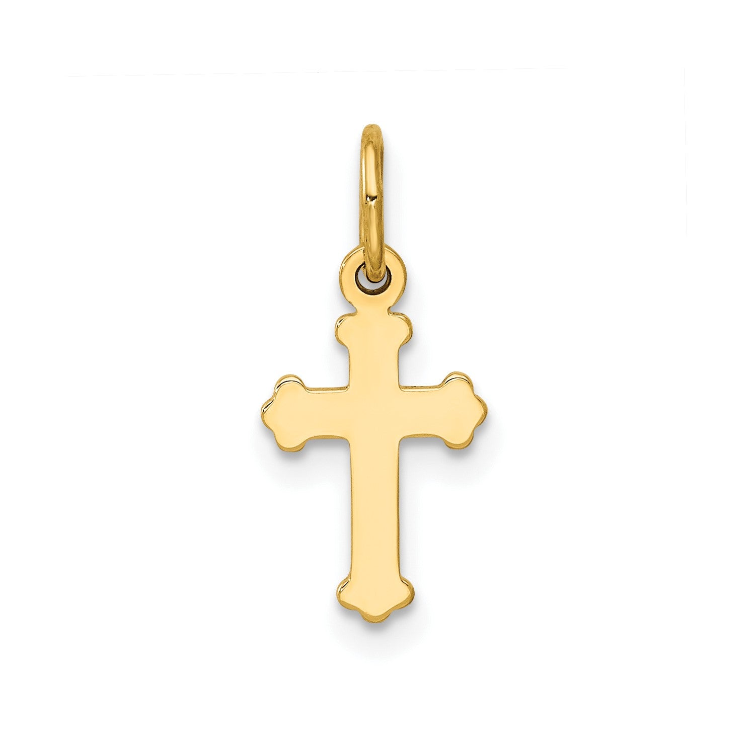 14k Yellow Real Gold Mini High Polished Cross Charm Pendant, 18x8mm fine designer jewelry for men and women