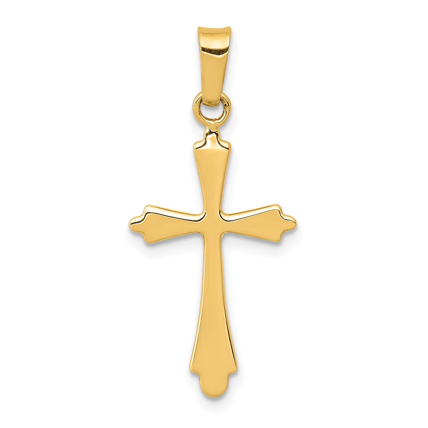 14K Solid Yellow Gold High Polished Unisex Cross Pendant, 28x12mm fine designer jewelry for men and women