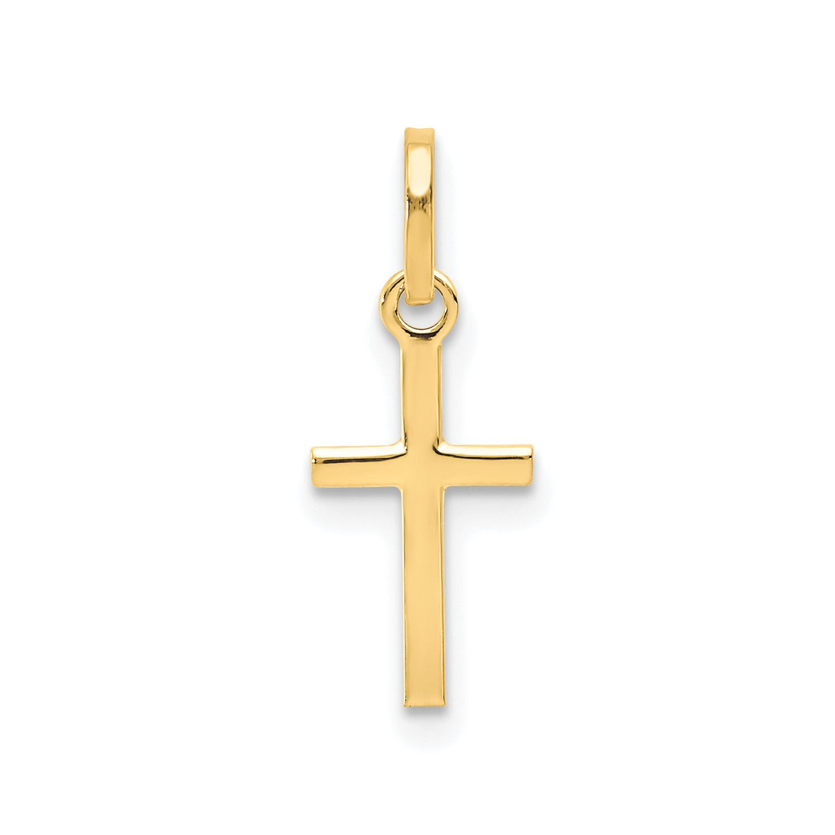 14k Real Yellow Solid Gold Small Cross Charm Pendant, 12x8mm fine designer jewelry for men and women