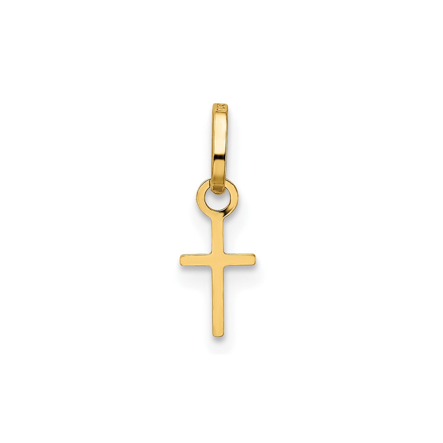 14k Real Yellow Solid Gold Small Cross Charm Pendant, 14x5mm fine designer jewelry for men and women