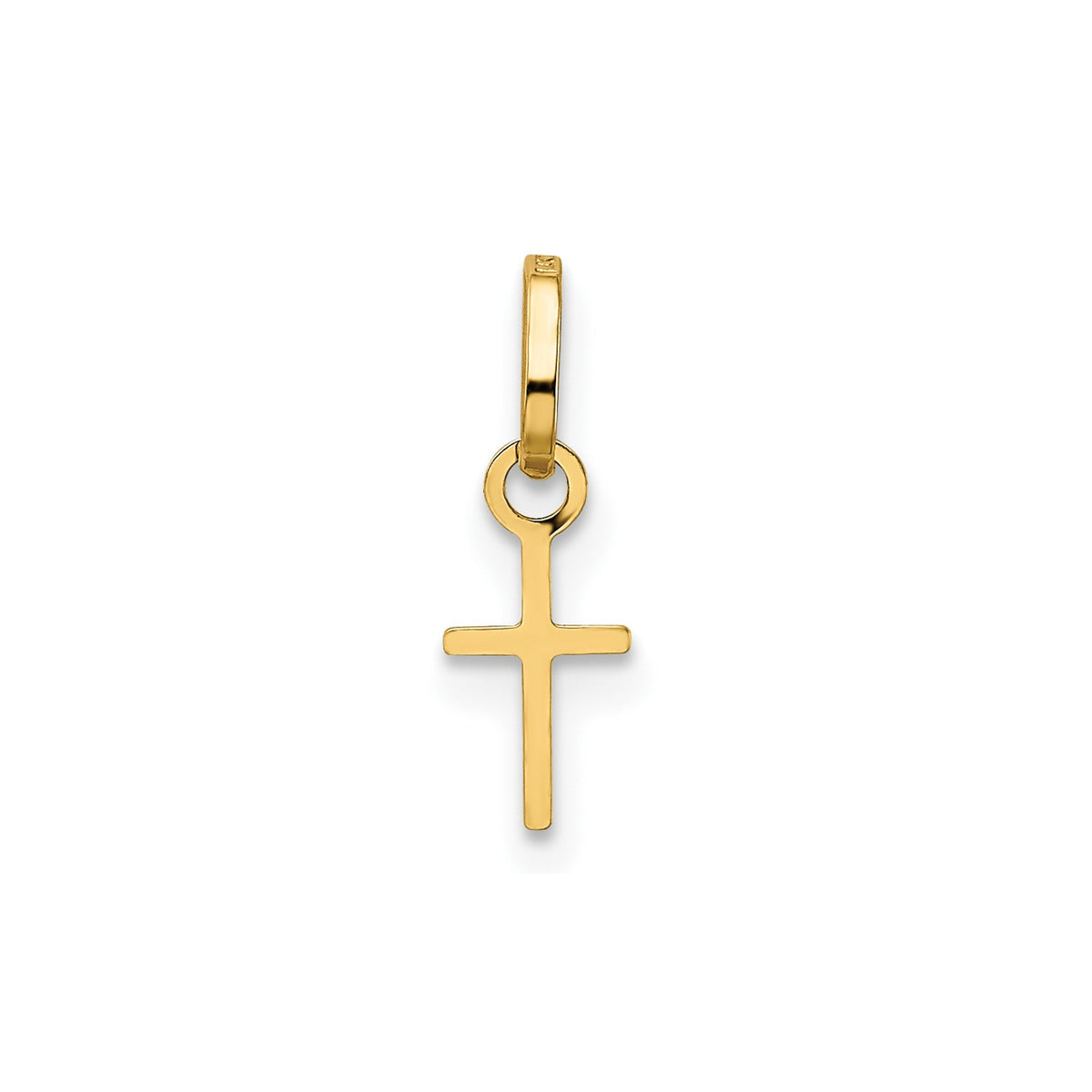 14k Real Yellow Solid Gold Small Cross Charm Pendant, 14x5mm fine designer jewelry for men and women