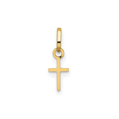 14k Real Yellow Solid Gold Small Cross Charm Pendant, 14x5mm fine designer jewelry for men and women