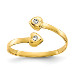 10K Real Solid Yellow Gold CZ Heart Shaped Toe Summer Ring fine designer jewelry for men and women