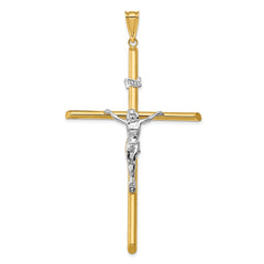 14k Two-Tone Gold High Polished Jesus Crucifix Pendant, 76x42mm fine designer jewelry for men and women