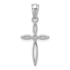 14k Real Solid White Gold Passion Cross Charm Pendant, 24x12mm fine designer jewelry for men and women