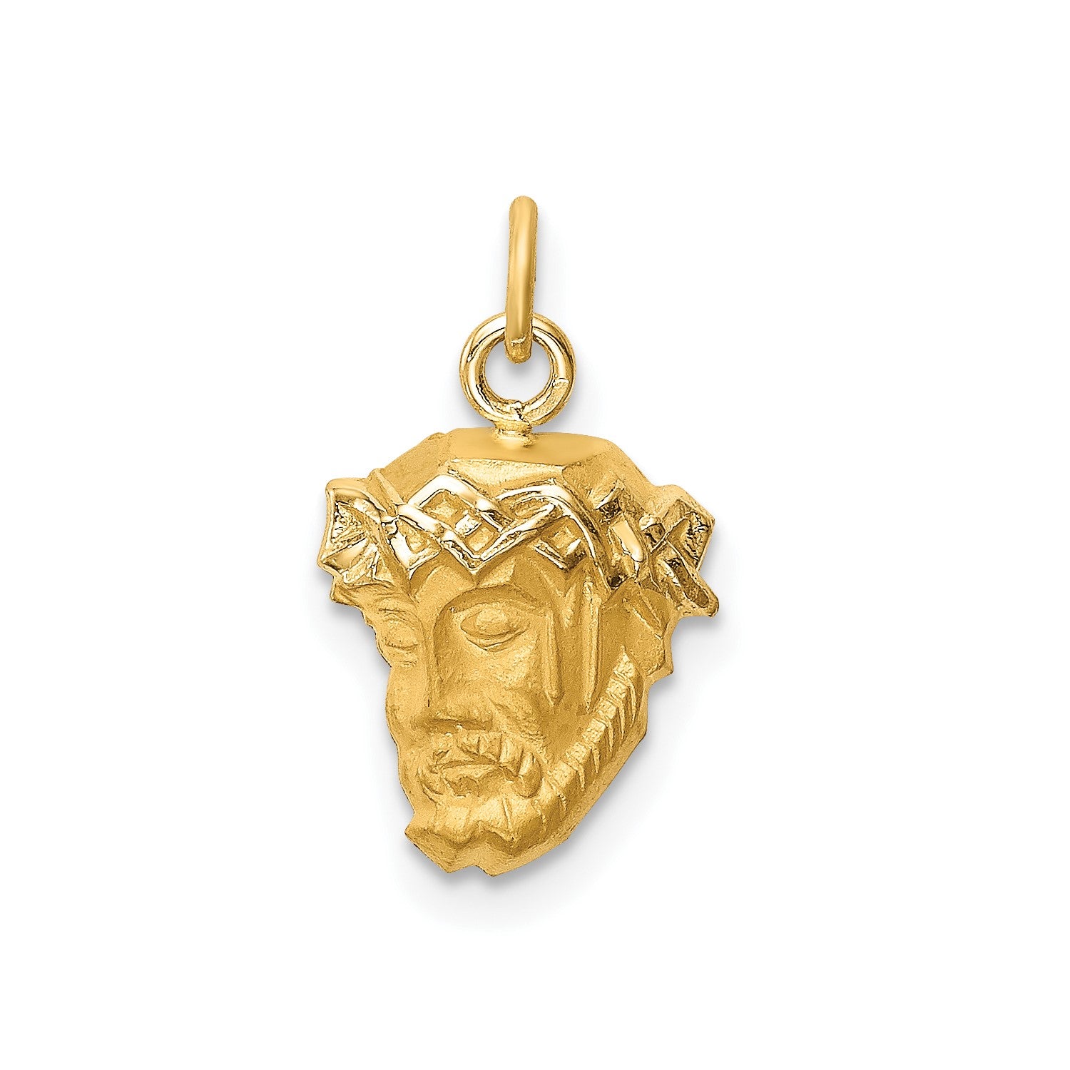 14k Real Yellow Gold Polished and Satin Jesus Medal Charm Pendant, 0.5"x0.5" fine designer jewelry for men and women