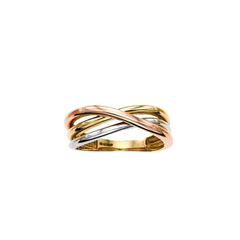 14k Tri Color Gold Shiny Fancy Womens Ring, Size 7 fine designer jewelry for men and women