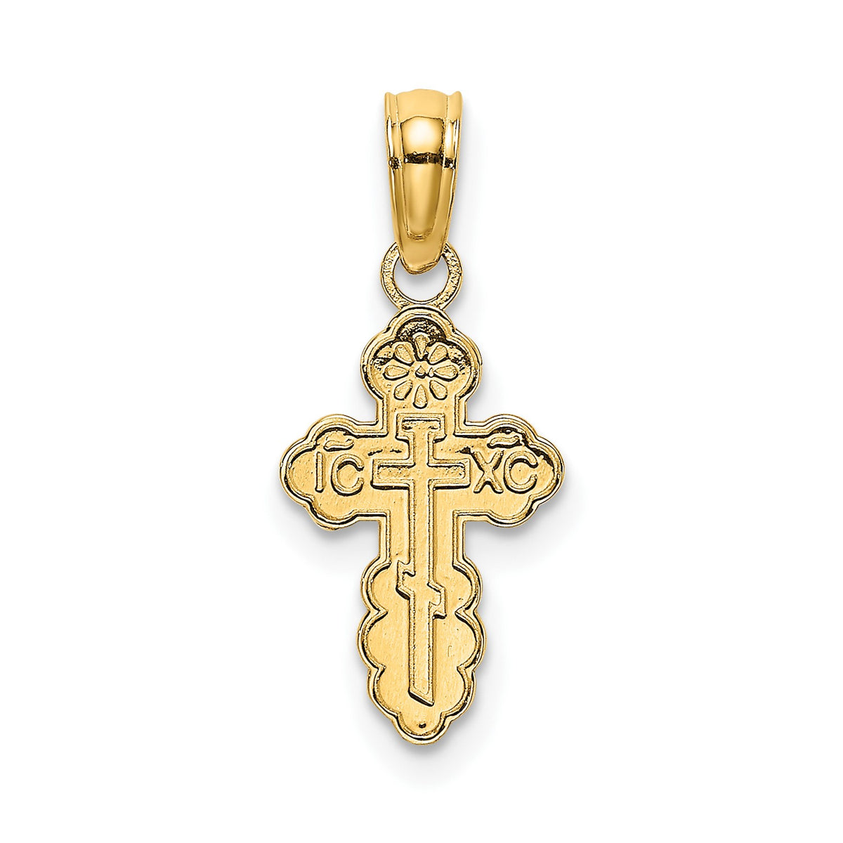 14K Yellow Gold Russian Eastern Orthodox Cross Crucifix Pendant Charm, 12x8mm fine designer jewelry for men and women