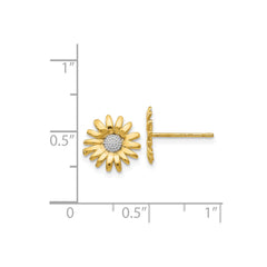 14K Yellow Real Solid Gold Daisy Flower Stud Earrings, 10mm Diameter fine designer jewelry for men and women