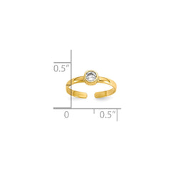 10K Yellow Real Solid Gold CZ Stone Toe Ring fine designer jewelry for men and women