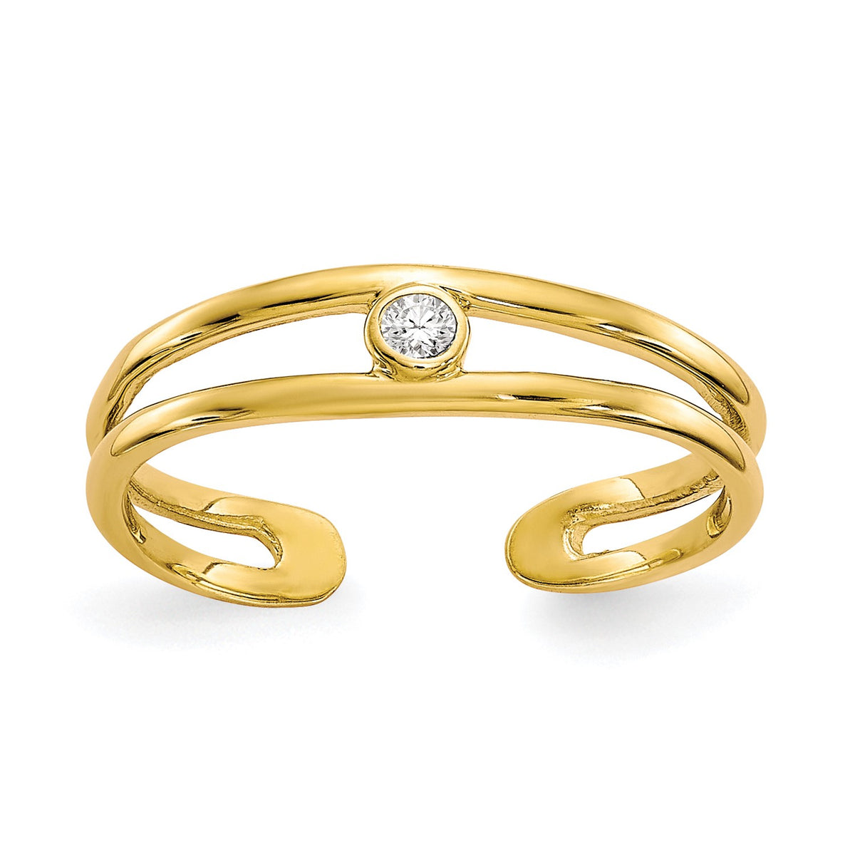 10k Real Yellow Gold CZ Stone Summer Toe Ring fine designer jewelry for men and women