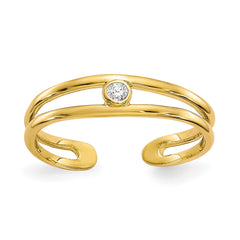 10k Real Yellow Gold CZ Stone Summer Toe Ring fine designer jewelry for men and women