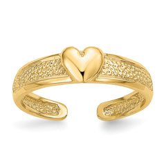 14K Real Solid Yellow Gold Hammered Heart Toe Ring for Summer fine designer jewelry for men and women