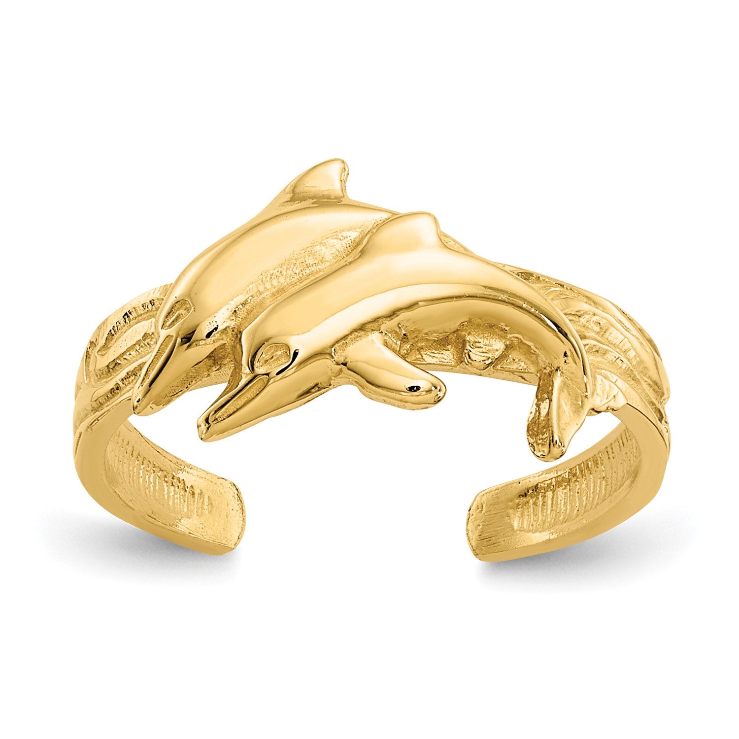 14K Real Solid Yellow Gold Dolphin Toe Ring for Summer fine designer jewelry for men and women